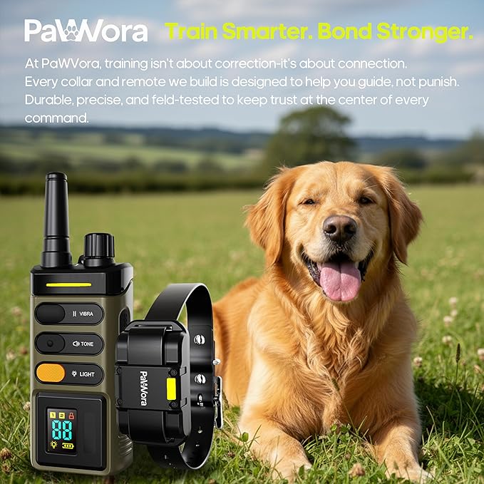 Dog Training Collar with Remote 4 Training Modes Beep, Vibration, Shock, Light 100 Levels, Fast 150ms Response, IPX7 Waterproof Long Range, LED Safety Light, Rechargeable for All Dog Sizes