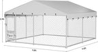 DWVO 10'x10' Dog Kennel Outdoor with Rotating Feeder Bowls, Outdoor Dog Pens with Roof, Heavy Duty Dog House for Medium Large Dogs