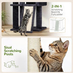 Globlazer 45" Cat Tree for 2-3 Medium Cats, Multi-Level Cat Tower with Scratching Board for Kittens and Senior Cats, Condo & Hammock Space Saving Cat Tower, F45, Dark Grey