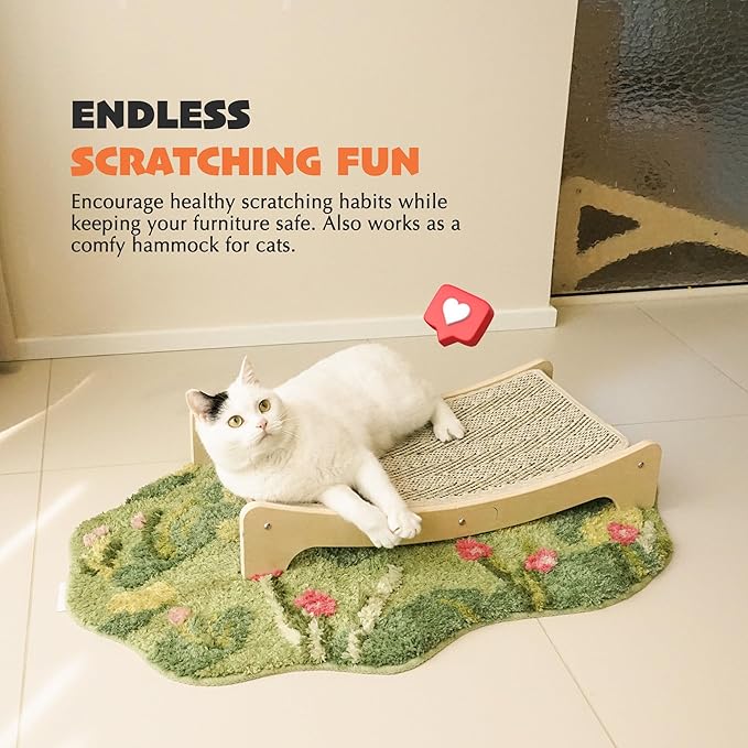 PETKARAY Sisal Cat Scratching Board, Curved Sisal Cat Scratcher, Large Indoor Kitty Scratch Pad, Heavy Duty Arc Lounge Bed for Kitten