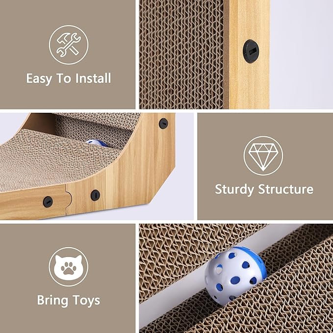 Cat Scratcher, 16.9 L Shape Cat Scratch Pad Wall Mounted, Cat Scratching Cardboard for Indoor Cats