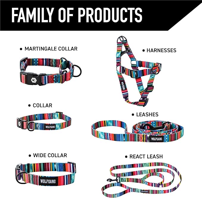 Wolfgang Heavy Duty, Adjustable Dog Collar with Quick Release Nylon Buckle for Walking & Training, Quetzal Print, Medium