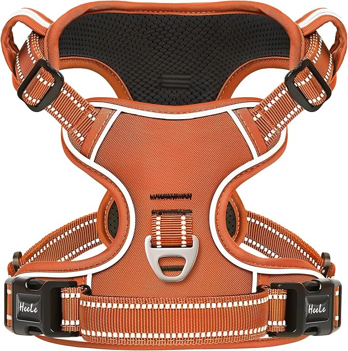 HEELE Dog Harness for Small Dogs No Pull Dog Vest Harness for Small Dog with Soft Padded Handle Reflective for Outdoor Training, Pumpkin Orange, S