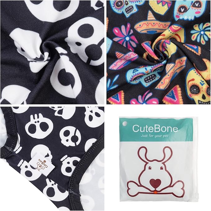 CuteBone Halloween Dog Shirts 2-Pack Soft Pet Clothes Breathable Summer Vest for Small Puppy and Stretchy Cat Apparel 2BX07M