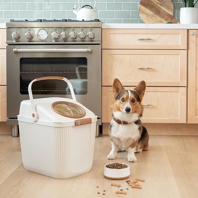 Harry Barker Small Modern Dog Bowls, 2-Pack Eco-Friendly Plastic Pet Food & Water Bowls, Non-Slip Base, Dishwasher Safe, BPA-Free, Neutral Design