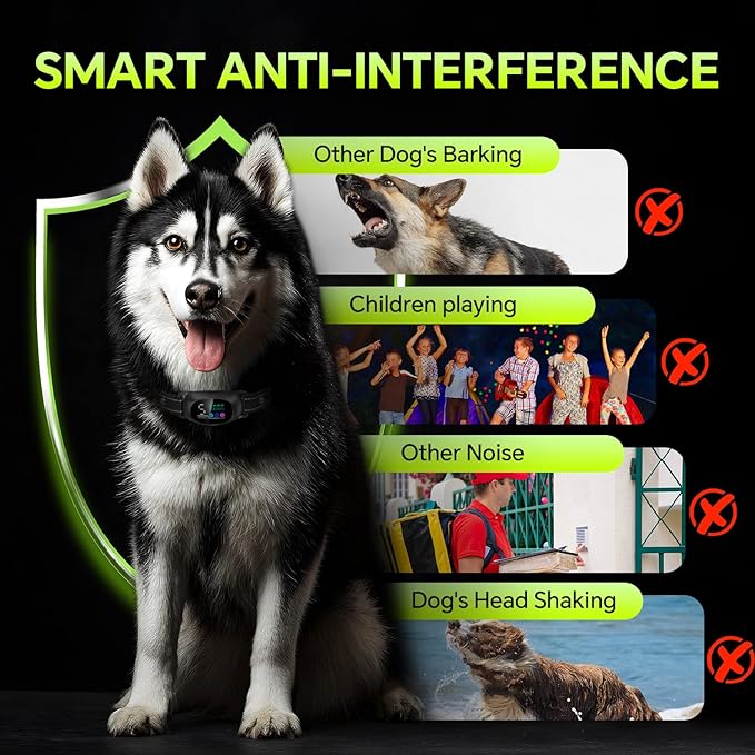 Dog Bark Collar with Remote – 2-in-1 Automatic & Manual Modes, Smart Anti Bark Dog Training Collar with Beep, Vibration & Shock, 330FT Range, IP67 Waterproof, Rechargeable (8-150lbs)