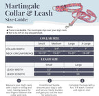 Lucky Love Dog Martingale Dog Collar & Leash - Adjustable, No-Slip, Durable, Comfortable, Soft Webbing, & Stylish Patterned Collar & Leash Set for Male and Female Dogs - Rosie Combo, Large
