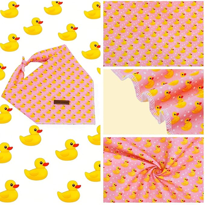 Elegant little tail Dog Bandana, Cute Duck 1PC Washable Dog Scarf Female or Male Square Bib Kerchief Scarf Adjustable Pet Bandana for Medium Large Dogs