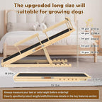 55.11" Adjustable Dog Ramp for Bed - Upgraded Wooden Pet Ramp with Non-Slip Silicone Surface and Side Rails, 6 Height Settings (19.68-27.55"), Holds Up to 250lb, Pet Stairs for Senior & Large Dogs