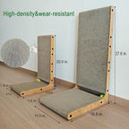 Large Cat Scratcher & Scratching Post, 27.6" Tall L-Shape Cat Scratch Board & Pad for Indoor Cats, Leans Against Wall & Sofa, High-Strength Cardboard with Bell, Catnip & Teaser Wand