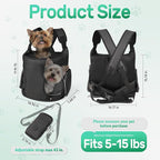 YUDODO Dog Front Backpack Carrier 5-15 lbs, Soft Breathable Pet Front Facing Carrier with Adjustable Straps, Multi-Pocket Design, for Small Dogs & Cats (Black)