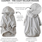 Cooper II Organic Cotton Velour Dog Hoodie Pet Coat for Small, Medium and Large Dogs, Light Heather Gray, XXX-Small (up to 5lbs)