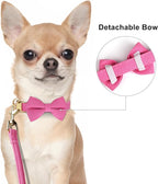 Beirui Adorable Small Dog Harness Collar and Leash Set,Cute XXS Puppy Harness Set with 3 Bows for Tiny Dogs,Chihuahua,Adjustable Step-in Vest for Daily Walking,Parties&Holiday Outfits(Hot Pink,XXS)