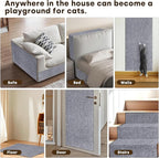 JOENIE Cat Scratch Protector, Self-Adhesive Scratching Pad, Trimmable Furniture Guard for Couches & Walls, Reusable & Washable Cat Claw Deterrent Mat (Light Grey, 15.8 * 78.7in, 1)