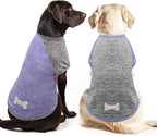 KYEESE 2Pack Dog Shirt with Sleeves, Lightweight Sun Protection Dog T Shirts for Medium Large Dogs, Breathable Pet Tank Top Reflective Dogs Clothes for Summer Outdoor Walking, Purple+Grey, 2XL