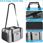 Petmolico Cat Carrier Soft-Sided Pet Bag for Small Medium Cats Puppies 16LBs - Airline Approved Pet Travel Carrier 3 Open Doors (Medium,Grey-X863)