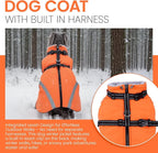QBLEEV Small Dog Coat, Dog Jackets for Small Dogs, Winter Warm Waterproof Chihuahua Cold Weather Vest with Harness, Windproof Puppy Yorkie Reflective Fleece Dogs Snowsuit for Maltese, Orange, S