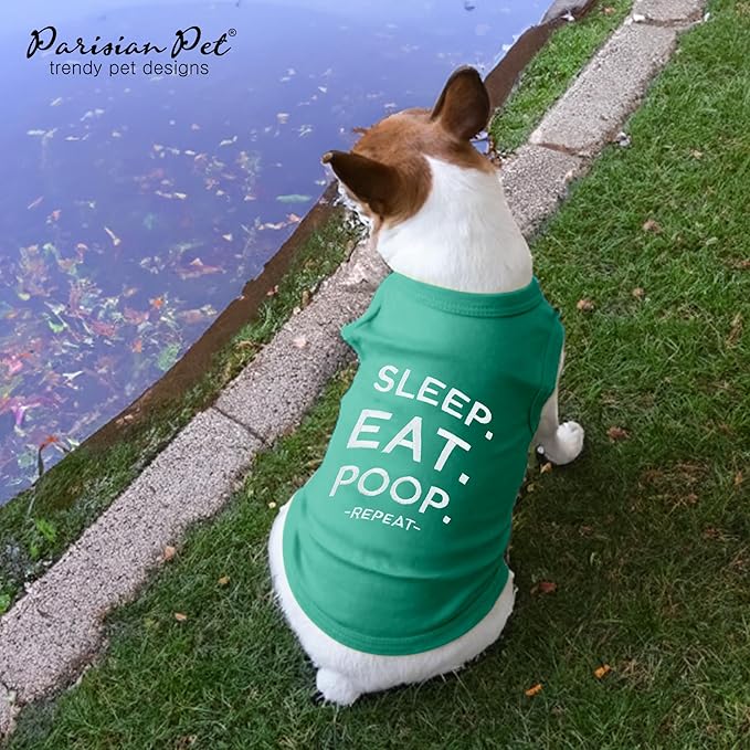 Parisian Pet Dog Shirt – 100% Cotton Shirts for Small Dogs – Sleeveless Puppy Clothes – Lightweight and Breathable Pet Apparel – Stylish and Funny Dog Clothes - Stretchy T Shirts for Dogs