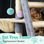 3 Pack 14.6" Large Cat Tree Hammock Basket Bed Lounger Tower Replacement Parts with 6 Pcs Hanging Elastic Strings Pom Pom Toys, Cat Tree Accessories Hammock Attachment (Beige)
