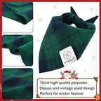 E-Clover St Patricks Day Dog Bandanas Boy & Matching Scrunchie Set Plaid Dog Bibs Scarf Triangle Kerchief Bandana for Medium Large Dogs Birthday Gifts Pet Owner Mom Green Spring
