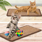 Tuanse 4 PCS Cat Scratcher Mat, 15.7 x 7.8 Inches Sisal Cat Scratching Pad, Horizontal Floor Scratching Pad Rug with Adhesive Loop Tape for Protect Couch and Carpets(Brown)