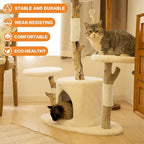 Petest Cat Tree 38 Inch Real Wood Cat Tower with Natural Branches, Cat Condo for Indoor Cats, Modern Cat Furniture with Sisal Scratching Post, Perches & Hanging Toy