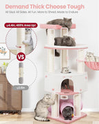 Heavy Duty Cat Tree for Large Cats Adult - 60 Inch XXL Sturdy Cat Tower Condo with Extra Wide Scratching Posts (φ4.4in) Big Cat House Hammock Perch - Indoor Wood Modern Multi Level Corner Cat Bed