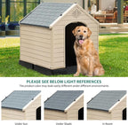 YITAHOME Plastic Dog House, Waterproof Indoor Outdoor Doghouse for Large or Small Dog, with Air Vents and Elevated Floor, Easy Assemble and Clean