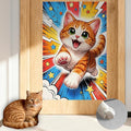 Nuxovilar Cat Wall Scratcher 15.3x23.6 Inches Polyester Synthetic Fiber, Comic Style Kitten Print, wall scratchers for Indoor Cats, cat Scratch pad, Home Decor, Kids Room, Den (2pcs)