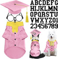 5 Pcs Dog Graduation Costume Set Include 2026 Pet Graduation Gown with Stole Puppy Grad Cap Lensless Glasses DIY Letter Stickers for Dogs Cats Holiday Costume Accessory(Pink Yellow,XL)