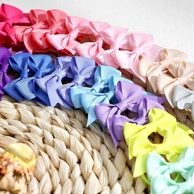 40PCS (20 Pairs) Dog Hair Bows with Rubber Bands, Puppy Bows for Small Size Pet Girls, Mix Colors Hair Ties, Dog Hair Accessories Girl for Daily Use Birthday(Type B)