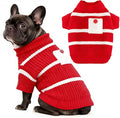 Small Dog Sweater with Cute Pocket Decoration, Striped Soft Stretchable Warm Puppy Clothes for Small Dogs Cats, French Bulldog, Chihuahua for Winter
