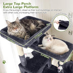 Globlazer Heavy Duty Cat Tree, 81 inch Extra Large Cat Tree for Indoor Cats Large Adult, Sturdy Cat Tower with 8 Scratching Post, 2 Cat Condos, 2 Platform, S81C, Dark Grey