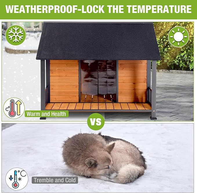 GUTINNEEN Outdoor Dog House Heated Dog Kennel with Insulated Liner & Heating System for Winter Large Dog Cage with All-Around Iron Frame Dog Kennel for Small & Medium & Large Dogs