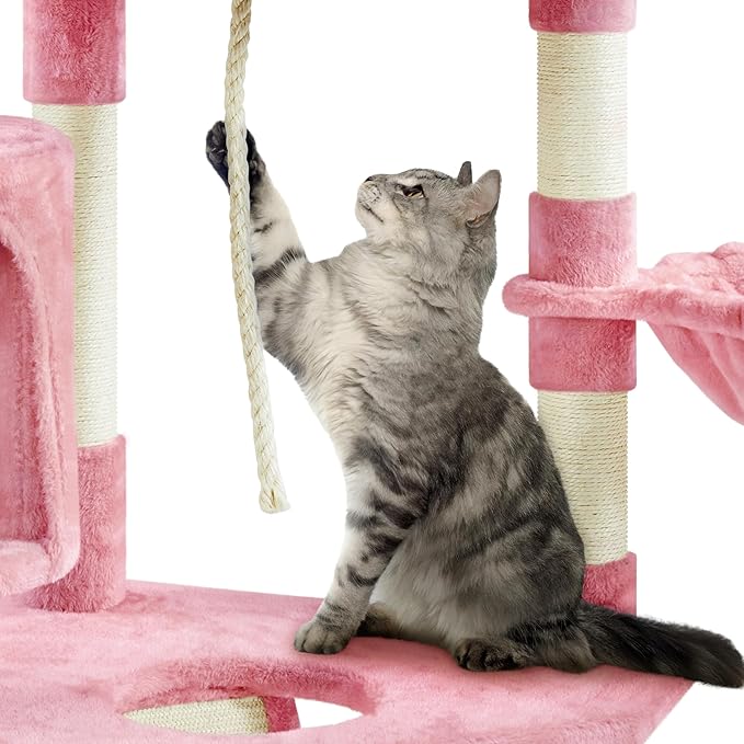 Topeakmart Large Cat Tree Multilevel Cat Tower for Indoor Cats with Scratching Posts, Condo Cat Furniture Activity Center Cat Play House