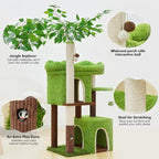 60in Cat Tree with Cat Scratching Post Tree-Shaped Cat Tree Tower with 2 Large Cat Houses and Wide Top Perch Bed for Adults and Large Cats