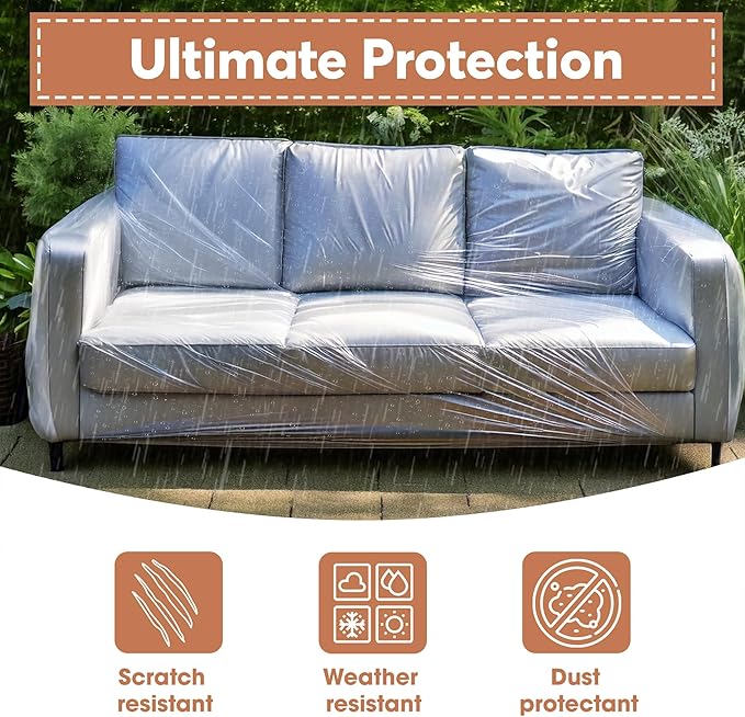 Besti Plastic Couch Cover for Pets - Clear Slipcovers for Big Sofas - Dust, Water, Dirt Furniture, Upholstery Protectors for Home, Living Room - Dog and Cat Scratch, 96x42x40
