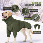Warm Dog Coat with Double Zipper, Winter Dog Clothes for Small Medium Large Dogs, Turtleneck Dog Puffer Jacket, Two Legs Dog Cold Weather Coats, Wind & Waterproof Dog Winter Jacket