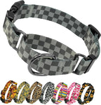 Kazazoo Martingale Collar for Dogs with Quick Release Buckle Adjustable Soft Durable Dog Collar for Small Medium Large No Pull Training Dog Collars-Black&Grey XL