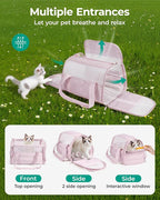BAGSMART Cat Carrier: Soft-Sided Pet Carrier for Small Medium Cats Dogs Puppy Quilted Collapsible Puffy Travel Bag Up to 20 Lbs Pink