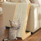 PETKARAY L Shape Cat Scratcher, Sisal Kitty Scratching Ramp, Vertical Scratch Pad for Indoor Cats, 25.2" Furniture Protector with Catnip, Chevron