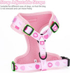 Dog Harness and Leash Set, Adjustable Dog Harness, Dog Leash, No Pull No Choke Puppy Harnesses for Walking Training for Small Medium Pet (Strawberries, S(Chest 13-19", Neck 9.5-13.1"))