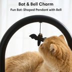 Modern Cat Tree, Wood Cat Tower with Steel Frame, Scratching Posts, Cat Capsule, Plush Mat, Bell Dangling Toy, Aesthetic Minimalist Heavy-Duty Cat Climbing Tree for Large Indoor Adult Cats-Black