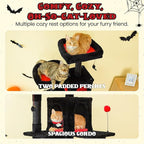 MWPO Gothic Large Cat Tree, 70.1-Inch Multi-Level Tall Cat Tower for Indoor Cats, Plush Cat Condo with Big Padded Perches, Sisal-Covered Scratching Posts, Hammock, Toys for Kittens & Cats, Black
