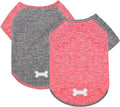 KYEESE 2Pack Dog Shirt with Sleeves, Lightweight Sun Protection Dog T Shirts for Small Dogs, Breathable Pet Tank Top Reflective Dogs Clothes for Summer Outdoor Walking, Coral Red+Grey, L