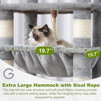 Cat Tree, Cat Tower for Large Cats with 2 Big Platforms, 2 Baskets, condo and Toys, 63" Cat Scratching Posts for Indoor Cats, Light Gray GCT020W