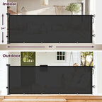 96" Retractable Baby Gates Large Openings, Extra Wide Mesh Dog Gate for Garage Deck Porch, Strong Suction Disc Prevent Crawling Under, 34" Tall Long Safety Gate for Child Indoor Outdoor, Black