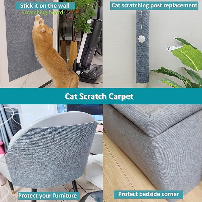 Cat Furniture Protectors from Scratching,Adhesive Cat Couch Protector,78.7x15.8Inch DIY Wall Scratcher,Couch Corner Scratcher Mat