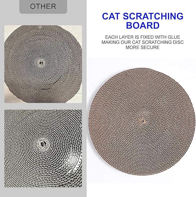 Round Cat Scratcher Pad 10 inch Diameter 3/5 inch Thickness Scratch Replacement Refill Scratching Board Cat scratchers for Indoor Cats (3 Pc)