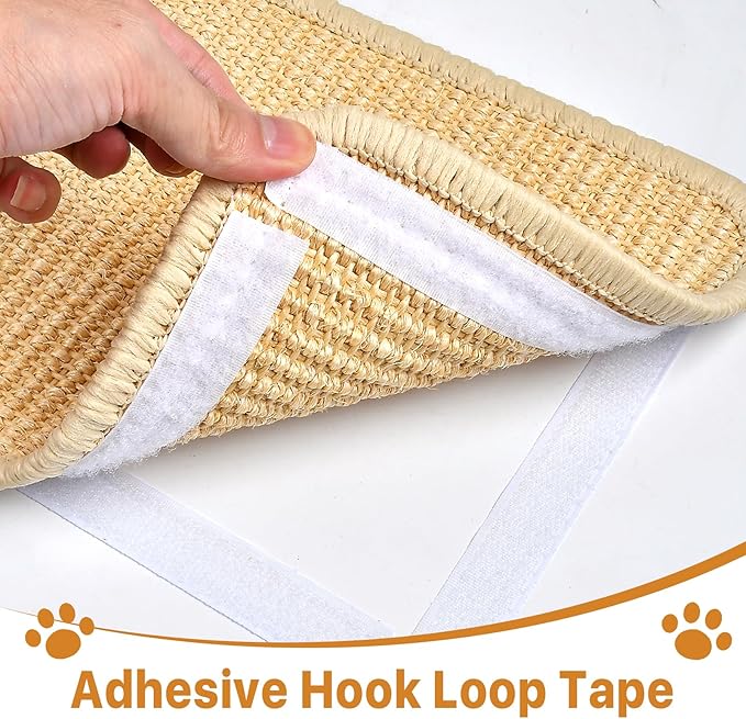 5 Pcs Cat Scratcher Mat, 15.7X 8 Inch Sisal Cat Scratching Pad with Adhesive Loop Tape, Natural Scratch Pad Rug for Cat Grinding Claws Nails Furniture Protector for Sofa Chair Couch